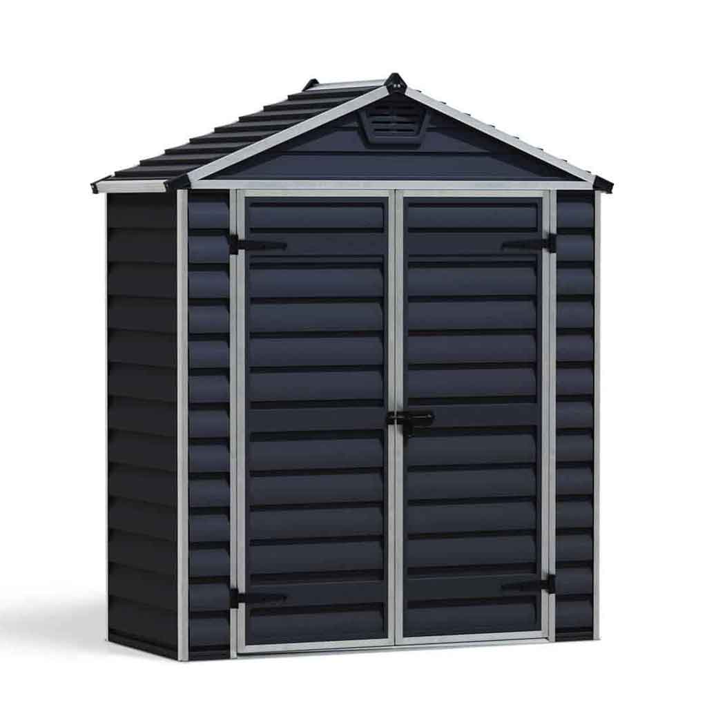 6x3 anthracite grey plastic shed With front double doors
